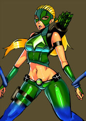 artemis blonde_hair corruption dc_comics femsub long_hair midriff open_mouth ponytail super_hero tentacles tongue tongue_out young_justice zxc