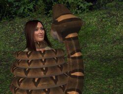 3d brown_hair coils disney eyelashes femsub happy_trance hypnotic_eyes jungle kaa kaa_eyes long_hair maledom olivia_green original outdoors presidus restrained smile tagme the_jungle_book