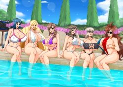  absurdres amane_oikawa android_21 barefoot bikini blonde_hair blue_eyes blue_hair blush bracelet breast_grab breasts brown_hair cleavage do_you_love_your_mom_and_her_two_hit_multitarget_attacks dragon_ball dragon_ball_fighterz drool earrings empty_eyes erect_nipples_under_clothes family_control green_eyes gundam_(series) gundam_build_fighters happy_trance holding_breasts huge_breasts hypnotic_music jewelry long_hair lusamine mamako_osuki milf multiple_girls multiple_subs navel nintendo open_mouth pokemon pokemon_sun_and_moon rinko_iori rud-k short_hair sitting swimsuit tsuki_uzaki uzaki-chan_wants_to_hang_out! water 