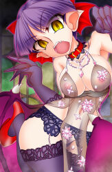 claws collar gegege_no_kitarou high_heels jie_(artist) neko_musume panties see-through sequence topless vampire wings