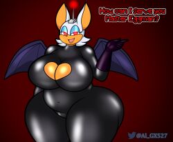  al_gx antenna bat_girl bodysuit breasts curvy dialogue femsub furry hypnotic_accessory large_breasts large_hips latex lipstick open_mouth remote_control robot robotization rouge_the_bat short_hair simple_background smile sonic_the_hedgehog_(series) tech_control text thick_thighs thighs wings 