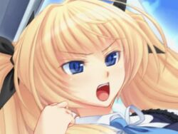  angry animated animated_gif before_and_after blonde_hair breasts empty_eyes expressionless femsub flame happy_trance hypnotic_fire large_breasts lighter long_hair ren_ai_saimin_tsun_na_kanojo_ga_dereru_saimin 
