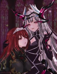  alear_(fire_emblem) breasts corruption dragon_girl eye_color_change female_only femdom femsub fire_emblem fire_emblem_engage helen_(helen2210hk) hypnotic_accessory nintendo red_eyes red_hair ring sisters spoilers very_long_hair veyle_(fire_emblem) 