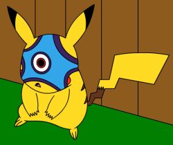  animals_only dc_comics expressionless liquidphazon nintendo open_mouth parasite pikachu pokemon pokemon_(creature) simple_background standing standing_at_attention starro super_hero 