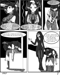  all_fours chicken_pose comic dog_pose empty_eyes femdom femsub finger_to_forehead idpet jade_(idpet) katarina_claes limp long_hair monochrome my_next_life_as_a_villainess original pet_play slouching squatting text 
