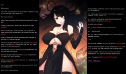  black_hair black_hole-chan breasts caption caption_only cleavage eternalchaos_(manipper) eyebrows_visible_through_hair female_only femdom giantess huge_breasts hypnotic_breasts hypnotic_eyes imminent_death large_breasts long_hair looking_at_viewer manip mass_hypnosis meme merryweather personification pov pov_sub text 