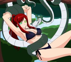  bikini breasts coils dead_source disney erza_scarlet fairy_tail femsub hanging_down happy_trance hypnotic_eyes jimryu kaa kaa_eyes large_breasts long_hair ponytail red_hair snake swimsuit the_jungle_book 
