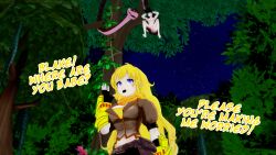 3d bestiality black_hair blake_belladonna blonde_hair cat_girl coils dialogue disney femsub hypnotic_eyes kaa kaa_eyes koikatsu! maledom nude rwby sex snake snake_penis text thatguysly the_jungle_book yang_xiao_long