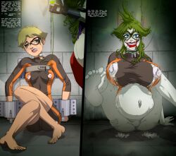 barefoot before_and_after blonde_hair blue_eyes bondage breast_expansion breasts collar corruption dc_comics drugs evil_smile femsub happy_trance injection issue_69 lactation large_breasts makeup nipple_piercing piercing pregnant pussy_juice runny_makeup short_hair shorts smile spread_legs super_hero tears teen_titans terra text torn_clothes western white_skin