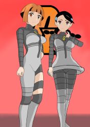 absurdres alternate_costume black_hair breasts brown_eyes brown_hair candice ch3coona19 empty_eyes enemy_conversion expressionless female_only gardenia nintendo orange_hair pokemon pokemon_diamond_pearl_and_platinum short_hair skirt team_galactic thighs twintails
