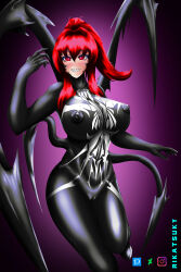  absurdres breasts erect_nipples female_only large_breasts marvel_comics original pussy red_eyes red_hair rikatsuky spider-man_(series) super_hero symbiote venom_(marvel) 