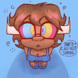  cow_girl femsub furry glasses horns iris_(mesmirised) kaa_eyes kneeling mesmirised non-binary_sub original ring_eyes simple_background text 
