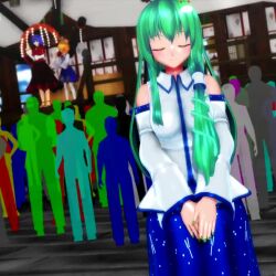 3d animated blonde_hair blue_hair dancing earrings femsub green_eyes green_hair hypnotic_accessory kanako_yasaka maledom pink_eyes sanae_kochiya sex suwako_moriya tagme touhou uyunsyu_(manipper) video