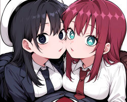  ai_art black_hair empty_eyes femsub happy_trance heart_eyes himeka_saiki kiss_zombie kissing meru_zetsubouda red_hair rentarou_aijou stable_diffusion_(ai) stabletomboy_(generator) the_100_girlfriends_who_really,_really,_really,_really,_really_love_you 