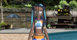 3d animated animated_gif breasts clothed coin dark_skin empty_eyes female_only femsub happy_trance ljublana long_hair looking_at_viewer nessa_(pokemon) nintendo pendulum pokemon pokemon_sword_and_shield pov pov_dom smile text