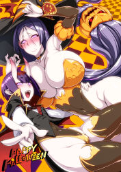 absurdres blush breasts cleavage fate/grand_order fate_(series) female_only femsub gloves glowing glowing_eyes halloween hat horns huge_breasts large_hips long_hair looking_at_viewer manip milf minamoto_no_raikou misterman4_(manipper) oni_girl open_mouth opera_gloves petite purple_hair short_hair shrimp shuten_doji small_breasts spiral_eyes symbol_in_eyes tagme thighhighs witch_hat