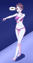 bra brown_hair dialogue digimon digimon_adventure_02 empty_eyes happy_trance kari_kamiya large_breasts panties short_hair spiral_eyes surrisaki text zombie_walk