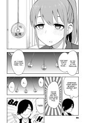 blush breasts comic earrings empty_eyes english_text expressionless femsub large_breasts maledom momoko_irosaki mousou_sensei official pendulum ponytail smile speech_bubble teacher traditional_hypnosis yuu_negishi yuzuchiri