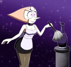 absurdres alien cleaning dr._chaos feather_duster female_only femsub glowing glowing_eyes happy_trance hypnotic_accessory maid orange_hair pearl_(steven_universe) purple_eyes smile steven_universe white_skin