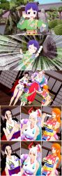  3d black_hair empty_eyes expressionless femdom femsub horns hypnotic_food kurozumi_tama nami_(one_piece) nico_robin one_piece orange_hair worldender yamato_(one_piece) 