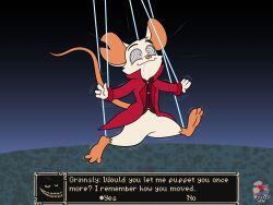  aware black_eyes body_control clothed consensual dancing dialogue drool english_text femsub furry grinnsly_(mina_the_hollower) happy_trance human_puppet mina_(mina_the_hollower) mina_the_hollower mouse_girl puppet rakeertheredrat smile spiral_eyes tail text 
