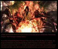  3d black_hair bottomless breasts bug_girl caption caption_only chaos_witch_quelaag dark_souls edensnake_(manipper) female_only femdom flame large_breasts long_hair manip multiple_legs nude spider_girl spiral text topless 