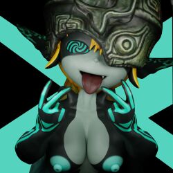  ahegao double_v femsub fossil3d imp midna nintendo nipples solo spiral_eyes symbol_in_eyes tagme the_legend_of_zelda tongue_out twilight_princess v 