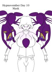  breasts cult eve_(poppetkisses) femsub hoodie hypnotic_light hypnovember licking mask mouth_nipples original purple_eyes purple_skin restrained sage_of_shadows tentacles wings 