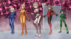  black_hair bodysuit brown_hair character_request copyright_request female_only femsub long_hair mythkaz short_hair tagme the_caligula_effect 