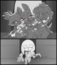  agatha_hart ariem bat_girl blaze_the_cat cat_girl cleavage clothed dress echidna_boy fangs femdom furry glowing_eyes greyscale knuckles_the_echidna long_hair malesub multiple_doms multiple_girls necklace pink_eyes rouge_the_bat seductive_smile sheep_girl short_hair sitting sonic_the_hedgehog_(series) suit vampire 