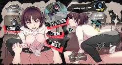 altered_perception breasts breasts_outside cow_girl femsub makoto_niijima morgana_(persona_5) penis persona_5 sex sleepyaxolotl tagme tongue tongue_out unaware