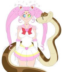 breasts collar crossed_eyes dazed disney femsub gloves happy_trance kaa kaa_eyes large_breasts opera_gloves pink_hair plsgts pussy_juice sailor_mini_moon sailor_moon_(series) smile snake standing standing_at_attention the_jungle_book trembling twintails