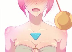  animated bare_shoulders blush breasts cleavage consensual drool female_only femsub nami955_(va) no_eyes open_mouth original panting pendulum pink_hair simple_background solo sound stripen video white_background 