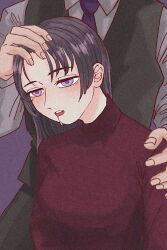  black_hair drool empty_eyes femsub long_hair maledom nayuko original purple_eyes 