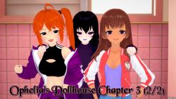 black_eyes black_hair brown_hair clothed cover dark_skin english_text female_only femdom femsub josie_(ophelia's_dollhouse) long_hair multiple_girls multiple_subs ophelia's_dollhouse ophelia_(ophelia's_dollhouse) orange_hair purple_eyes text tori_(ophelia's_dollhouse) zenin1