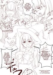 breast_grab comic femsub greyscale groping hard_translated hat jackfish168 possession pumpkin text translated witch witch_hat