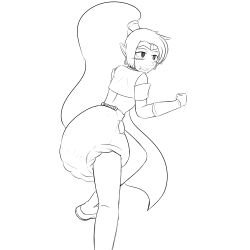 absurdres dancing diaper drool empty_eyes female_only happy_trance lineart long_hair ponytail scat shantae shantae_(series) smile solo theowlcan