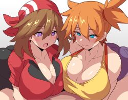  aged_up blush breast_press breasts brown_hair cleavage female_only femsub happy_trance hat icontrol_(manipper) konno_tohiro large_breasts manip may misty nintendo open_mouth orange_hair pokemon pokemon_(anime) pokemon_ruby_sapphire_and_emerald short_hair smile spiral_eyes symbol_in_eyes symmetrical_docking 