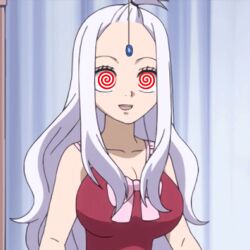  animated animated_eyes_only animated_gif dress fairy_tail hypnotic_accessory large_breasts manip mirajane_strauss necklace open_mouth red_dress rng_(manipper) screenshot smile spiral_eyes white_hair 