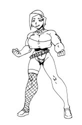 absurdres argent bald breasts collar crazycowproductions dc_comics greyscale happy_trance large_breasts monochrome punk smile super_hero teen_titans thong thugification