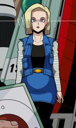 android_18 blonde_hair dragon_ball dragon_ball_z earrings empty_eyes femsub imightbemick jewelry remote_control short_hair tech_control