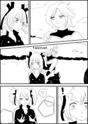  clothed comic dialogue dimaria_yesta fairy_tail female_only femdom femsub greyscale groping possession sherria_blendy short_hair text twintails 