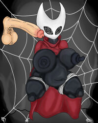 bondage breasts femsub hollow_knight_(series) hornet_(hollow_knight) huge_breasts large_breasts large_hips large_nipples lewdinvention penis pregnant spiral_eyes symbol_in_eyes