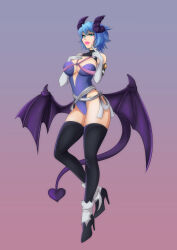 absurdres apple_cake aqua_(kingdom_hearts) blue_hair breasts cleavage corruption demon_girl femsub gloves high_heels horns kingdom_hearts large_breasts mask monster_girl opera_gloves short_hair solo succubus tail thighhighs wings