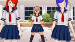 3d body_control brown_hair femsub haigure haigure_ayami haigure_ayami_(artist) happy_trance original school_uniform tongue_out