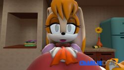 3d breasts bunny_girl charliedcr female_only femsub furry miles_tails_prower open_mouth orange_hair sonic_the_hedgehog_(series) spiral_eyes symbol_in_eyes vanilla_the_rabbit