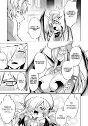ashnold blush breasts caroline_(tensei_shitara_joban) cleavage comic demon_boy demon_girl dress elf_ears english_text femsub heart_eyes heart_tattoo huge_breasts maledom no_panties official succubus tattoo tensei_shitara_joban_de_shinu_nakabosudatta_―hiroin_kenzoku-ka_de_ikinokoru― text thighhighs thighs translated