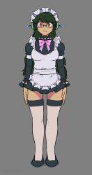  female_only femsub hypnotic_accessory maid maid_headdress miffy_(milfy) sleepymaid standing standing_at_attention studded_collar tech_control thighhighs 