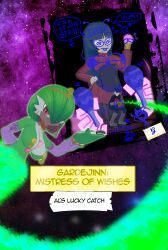  aware black_hair clothed cover dogdog english_text gardevoir genie green_eyes green_hair long_hair nintendo pink_eyes pokeball pokemon pokemon_(creature) pokemon_red_green_blue_and_yellow red_eyes sabrina team_rocket team_rocket_grunt text 