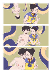  black_hair breasts chichi clothed coils dragon_ball dragon_ball_z ef-nsfw female_only femdom femsub long_hair milf naga_girl nude petting scared seductive_smile short_hair snake_girl surprised tail tomboy videl yuri 